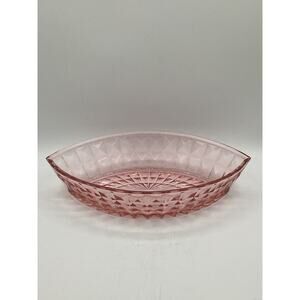 VTG Depression Glass Jeannette WINDSOR DIAMOND Pink Large Oval Boat Center Bowl